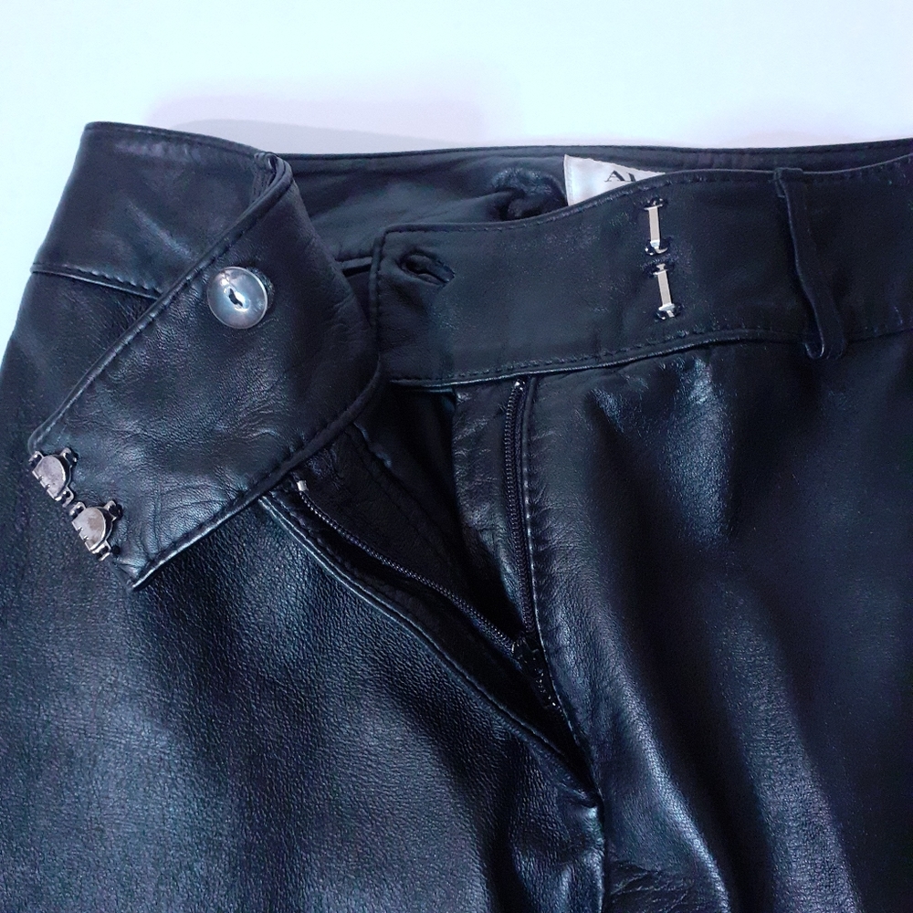 Alfani black leather y2k vintage high waisted straight leg trousers pants - Picture 10 of 11